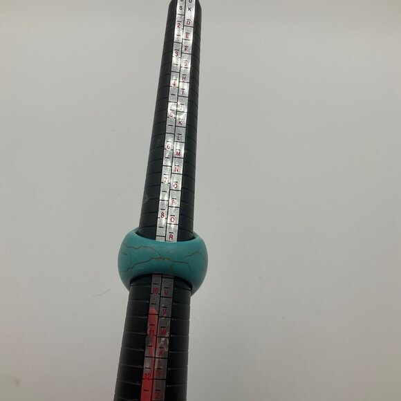 VTG Chunky Artisan Handmade Turquoise Color tone Round Ceramic Ring Plus size 9. - Picture 4 of 9